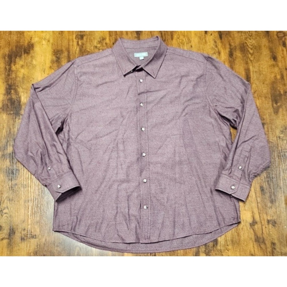 Ash & Erie Shirt Men's XL Purple Woven Button Up Long Sleeve Casual